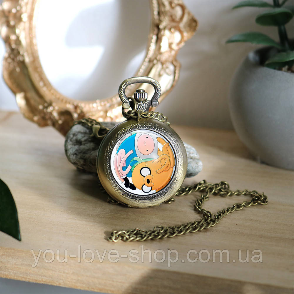 Кишеньковий  годинник  Фінн і Джейк Час пригод / Adventure time на цепочці Бронза