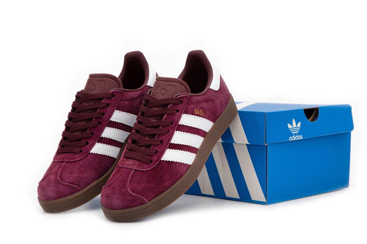 Жіночі бордові Кросівки Adidas Gazelle, фото 1
