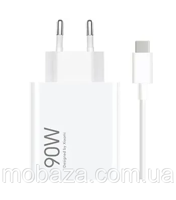 Зарядний пристрій Xiaomi 90W HyperCharge Combo (Type-A) (BHR07ZBEU) білий + кабель USB-C