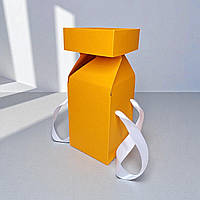 Коробка-трансформер подарункова з ручками (114х114х195мм.) помаранчева