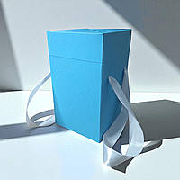 Коробка-трансформер подарункова з ручками (114х114х195мм.) блакитна