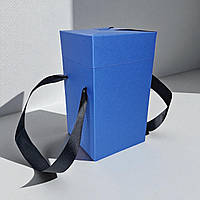 Коробка-трансформер подарункова з ручками (114х114х195мм.) синя