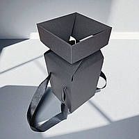 Коробка-трансформер подарункова з ручками (114х114х195мм.) чорна