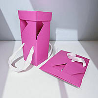 Коробка-трансформер подарункова з ручками (114х114х195мм.) малинова