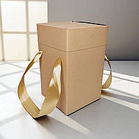 Коробка-трансформер подарункова з ручками (114х114х195мм.) крафт