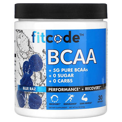 Амінокислоти БЦАА fitcode BCAA 240 г (30 порц.) (голуба малина), фото 1