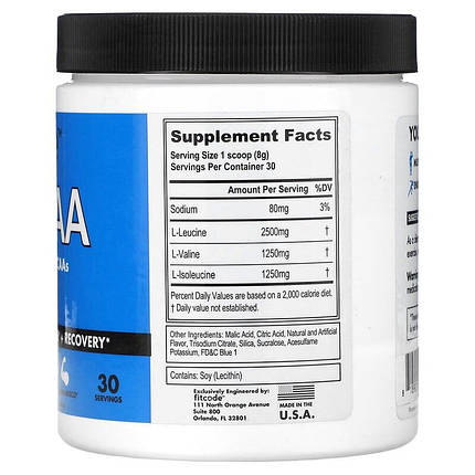 Амінокислоти БЦАА fitcode BCAA 240 г (30 порц.) (голуба малина), фото 2