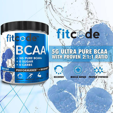 Амінокислоти БЦАА fitcode BCAA 240 г (30 порц.) (голуба малина), фото 3