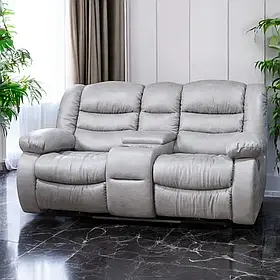 Двомісний механічний диван-реклайнер «ОНТАРІО» із вбудованим баром та розетками