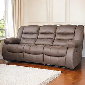 М'який тримісний диван-реклайнер ОНТАРІО розкладний з механічним керуванням