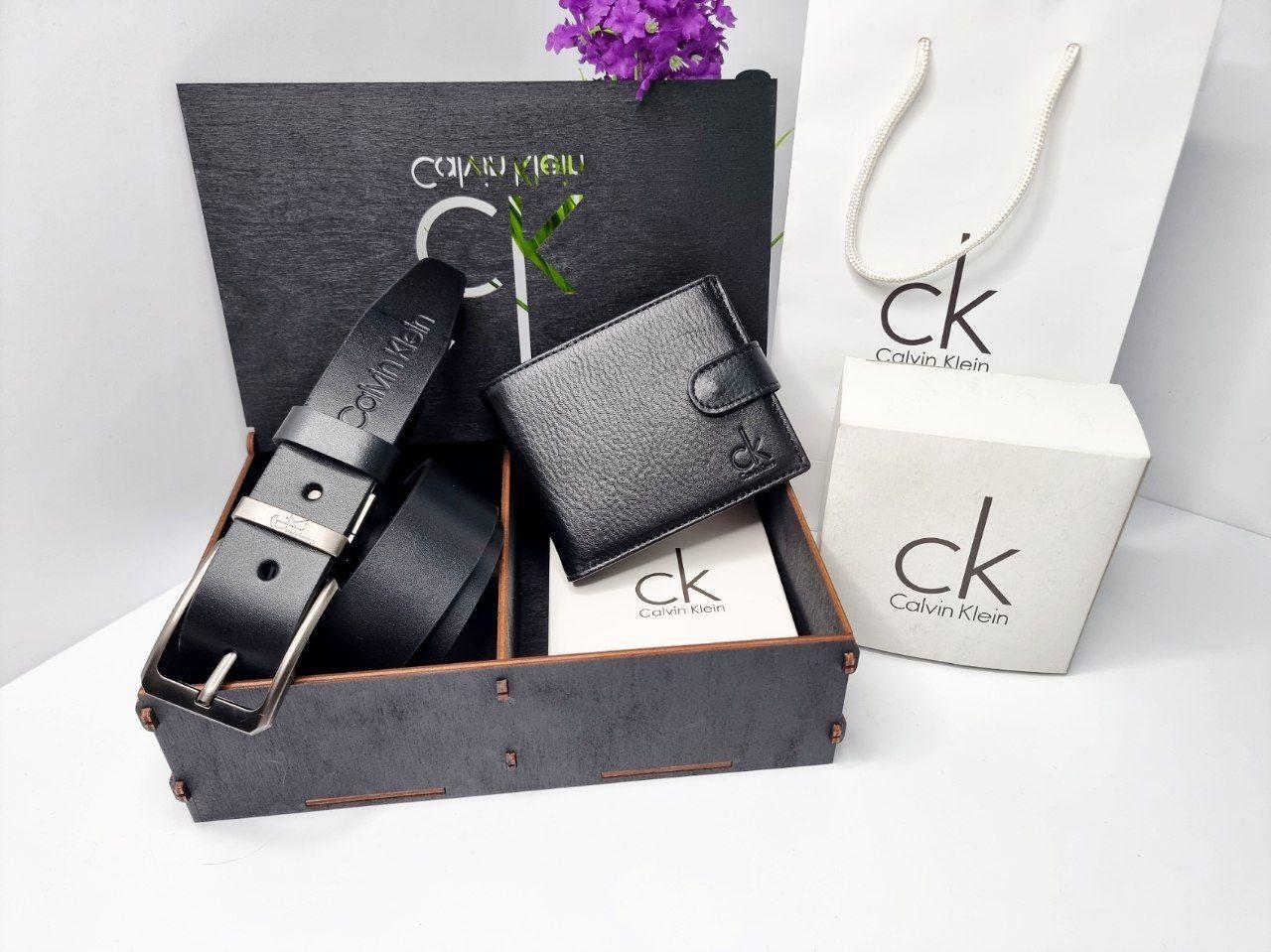 Подарунковий набір Calvin Klein (Ремінь + Гаманець), фото 1