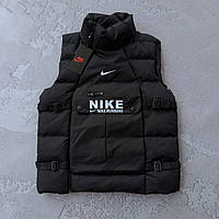 Чорна жилетка чоловіча Найк Туреччина S M L XL XXL Безрукавка чоловіча чорна тепла плащівка