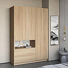 Тридверна шафа без ручок з 5 закритими полицями і 1 відкритою Шафа для одягу в сучасному стилі з ДСП, фото 3