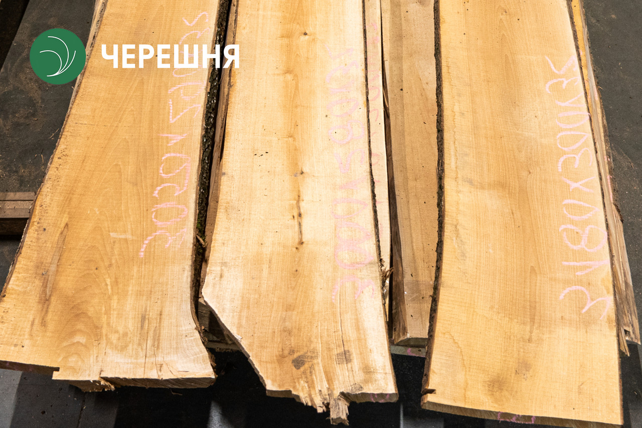 Дошка необрізна черешні поштучно, 32х250х2400 мм, 1 ґатунок