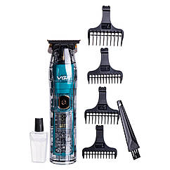 Тример для стрижки чоловічий акумуляторний 5 В з 4 насадками професійний тример Зелений