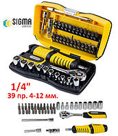 Набір торцевих головок і біт 1/4, 39 пр., 4-12 мм Sigma 6003571 (Код2170)