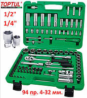 Набір інструмента 94 пр. 1/2, 1/4 Toptul GCAI094R (Код2208)