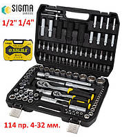 Набір інструмента 114 пр. 1/2, 1/4 Sigma 6003781 (Код2231)