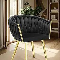 Крісло з підлокітниками у формі вузла Astano, чорний/золото (2 шт.)