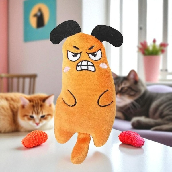 Іграшка Мишка з котячою мятою для домашніх улюбленців 15см Помаранчева, фото 1