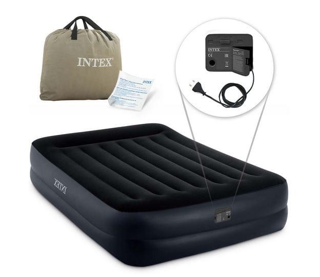 Надувне двоспальне ліжко Intex 64124 з електронасосом (203×152×42 см)
