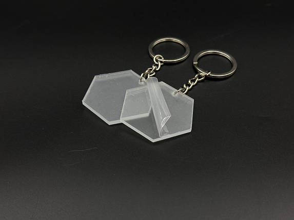 Брелок для сублімації акриловий двосторонній 45*40 мм, товщина 3 мм, фото 3