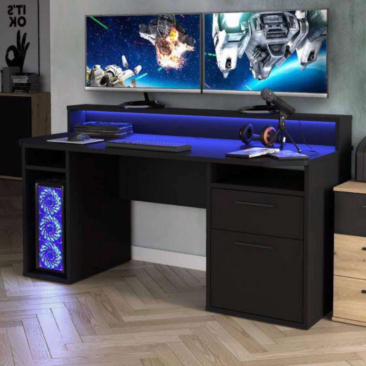 Стіл комп'ютерний ігровий Комбо 2 тумба зправа Антрацит, фото 1