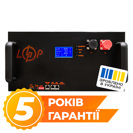 Акумулятор LP LiFePO4 51,2V - 160 Ah (8192Wh) (BMS 200A/100А) LCD метал RM Smart RS485/CAN, фото 1