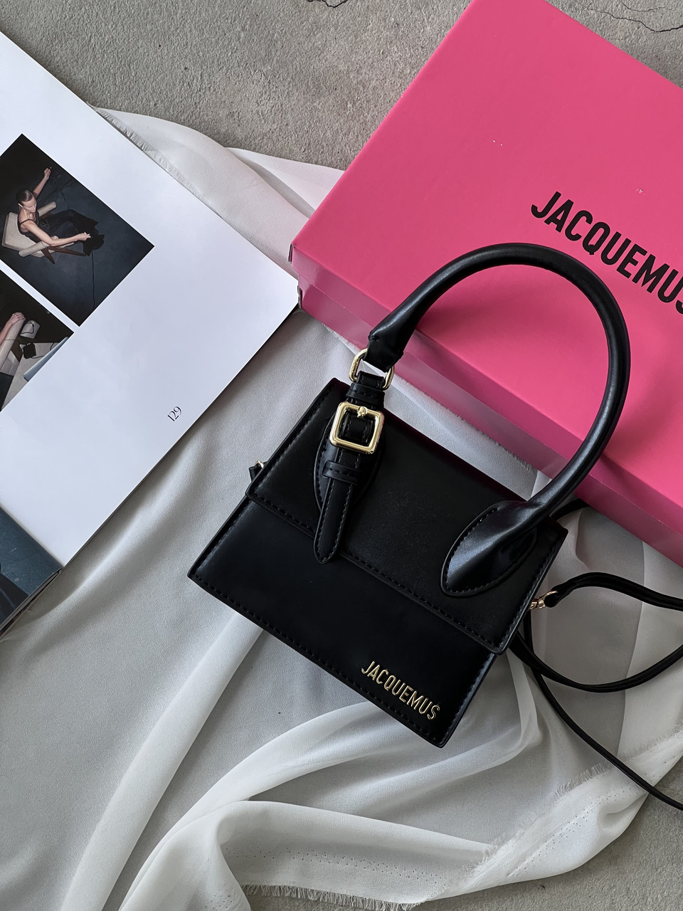 Сумка жіноча Jacquemus Le Chiquito Moyen Boucle Premium чорний Жакмюс, фото 1