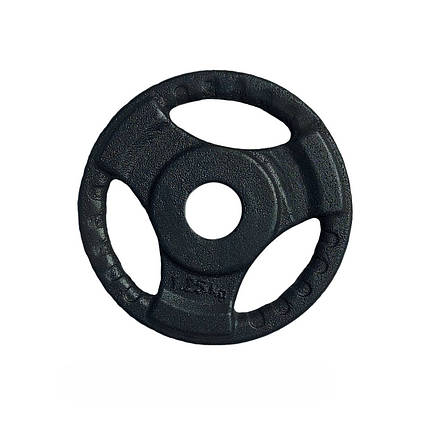 Диск важкоатлетичний з хватами млинець для штанги металевий GoodLift 1,25 кг діаметр 31 мм чорний, фото 2
