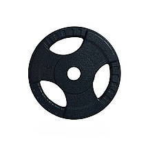 Диск важкоатлетичний з хватами млинець для штанги металевий GoodLift 5 кг діаметр 31 мм чорний, фото 2