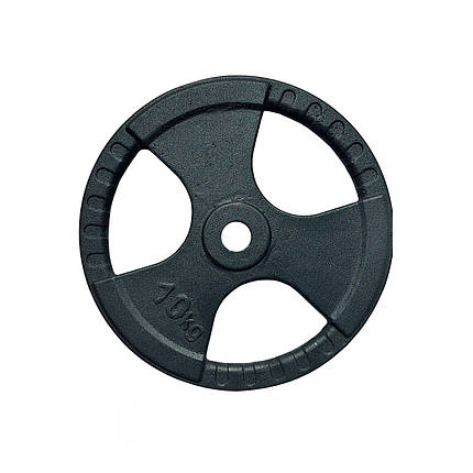 Диск важкоатлетичний з хватами млинець для штанги металевий GoodLift 10 кг діаметр 31 мм чорний, фото 2