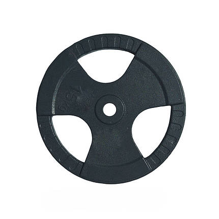 Диск важкоатлетичний з хватами млинець для штанги металевий GoodLift 15 кг діаметр 31 мм чорний, фото 2