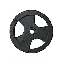 Диск важкоатлетичний з хватами млинець для штанги металевий GoodLift 20 кг діаметр 31 мм чорний, фото 2