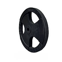 Диск важкоатлетичний з хватами млинець для штанги металевий GoodLift 20 кг діаметр 31 мм чорний, фото 3