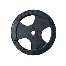 Диск важкоатлетичний з хватами млинець для штанги металевий GoodLift 25 кг діаметр 31 мм чорний, фото 2