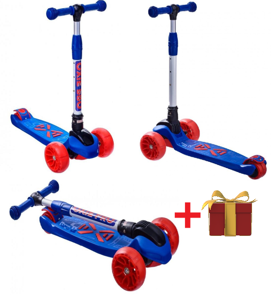 Maraton Macro Oxie дитячий триколісний самокат складний з такими колесами (червоний з синім), фото 1