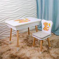 Дитячий стіл з пеналом + стілець з м'якою подушкою для сидіння ВЕДМЕЖАТКО