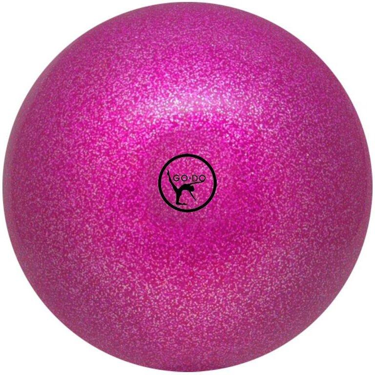 М'яч для художньої гімнастики Go Do 19 см рожевий з блискітками GD-12-19-P, фото 1
