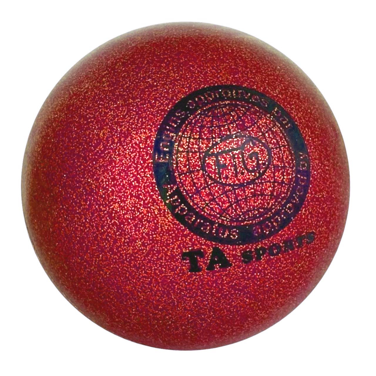 М'яч для художньої гімнастики FIG 19 см Червоний з блискітками FG-9-19-R, фото 1