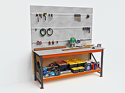 Стіл робочий SN для майстерні 800*678*1920 фарбований зі стільницею з ЛДСП 16 мм і 1 полицею