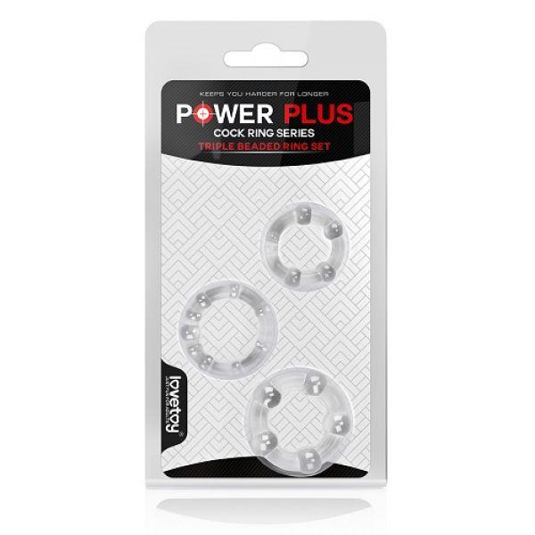 Обручі ерекції, кільця на член Lovetoy Power Plus Triple Beaded силіконові, фото 1
