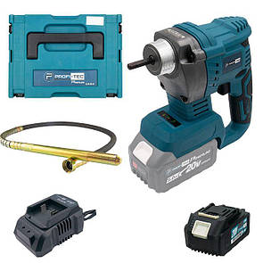 Акумуляторний вібратор для бетону PROFI-TEC DVR1500BL POWER + Гнучкий вал 1,5м: з АКБ 20V 4.0Ah