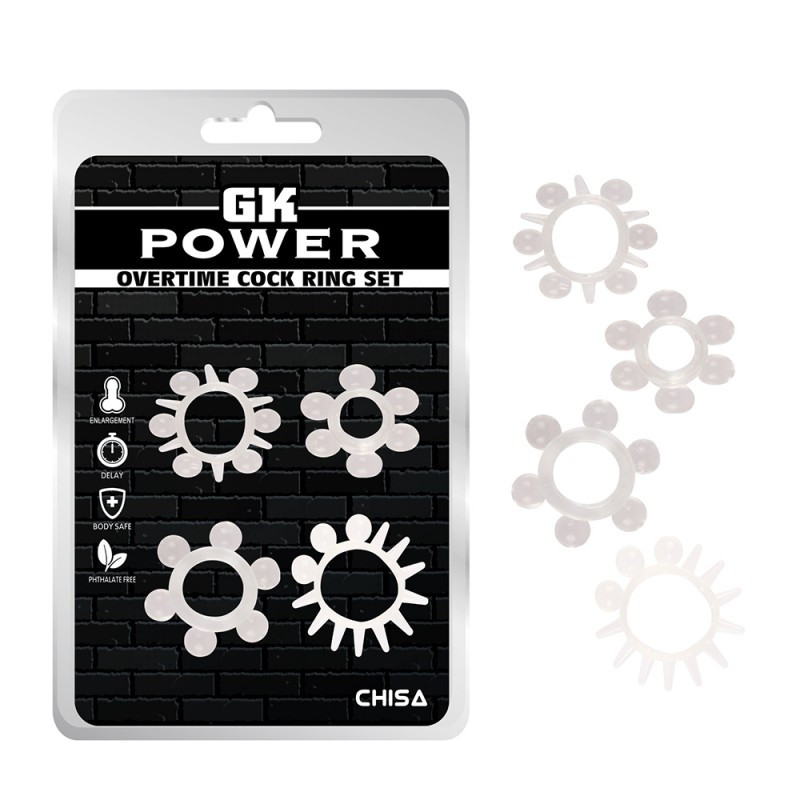Ерекційні кільця, рекційні обручі Chisa Overtime Cock Ring Set, набір з 4 кілець