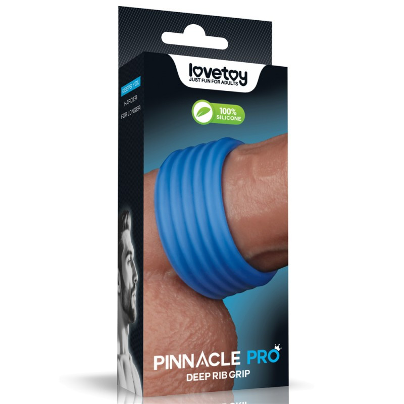 Ерекційне кільце, ерекційний обруч Lovetoy Pinnacle Pro з темно-синіми ребрами
