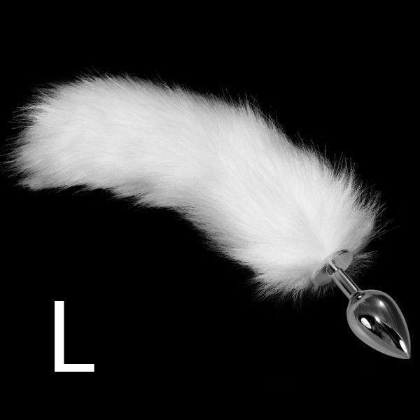 Анальна пробка, анальна корок Lovetoy Metal Anal Tail Large білий хвіст
