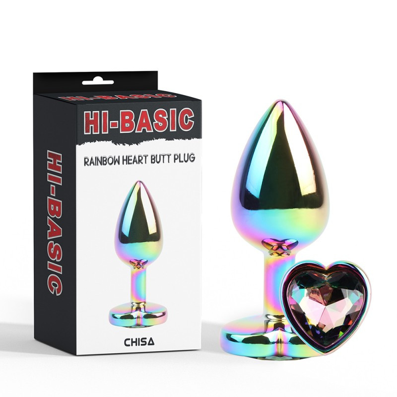 Анальний корок із серцем Rainbow Heart Butt Plug