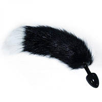 Пробка для ануса, анальная пробка Lovetoy с пушистым хвостом, черный 37 см.