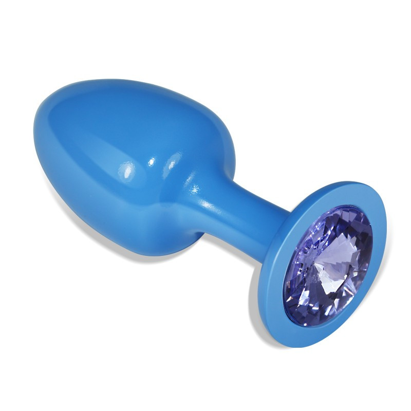Анальна пробка, анальна іграшка Lovetoy Rosebud Blue металевий синій камінь