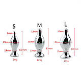 Корок для ануса, анальна пробка SilverRing з ручкою-кільцем, медична сталь, розмір M, фото 2